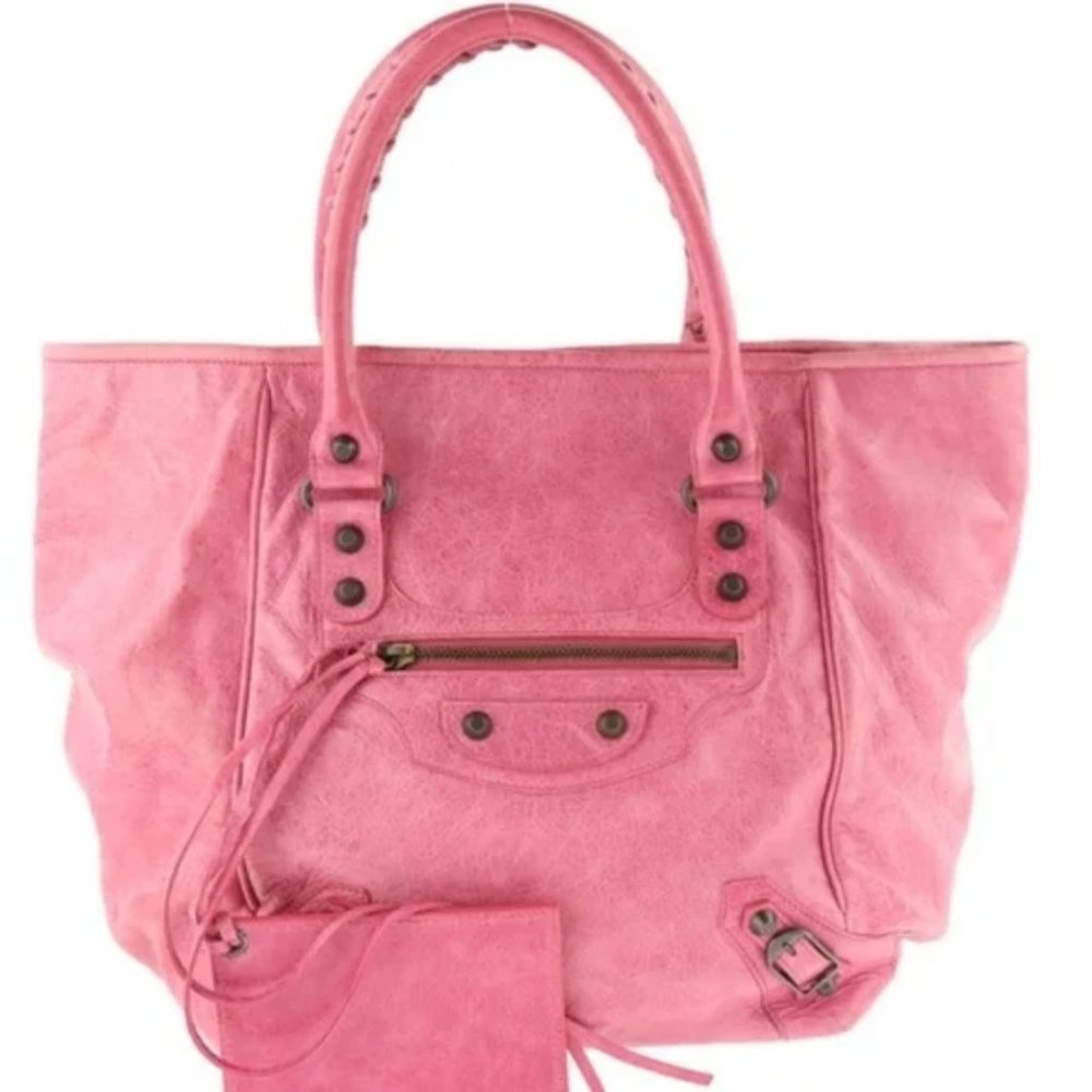 RARE Balenciaga Sunday Pink Leather Tote & Mirror Excellent Condition